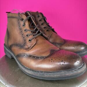 Reaction Kenneth Cole Brown Leather Wingtip Ankle Boot US 10.5